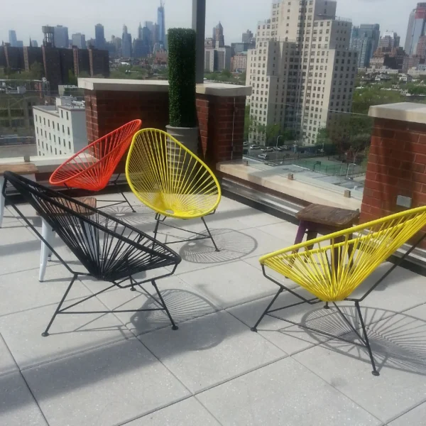 New Innit Acapulco Chair, Sea Foam Cord/White Frame