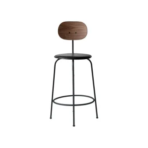 Fashion Audo Afteroom Counter Chair Plus,Black Sorensen Leather Seat , Wood back, Black Legs
