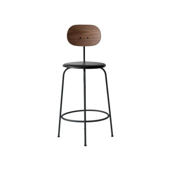 Fashion Audo Afteroom Counter Chair Plus,Black Sorensen Leather Seat , Wood back, Black Legs