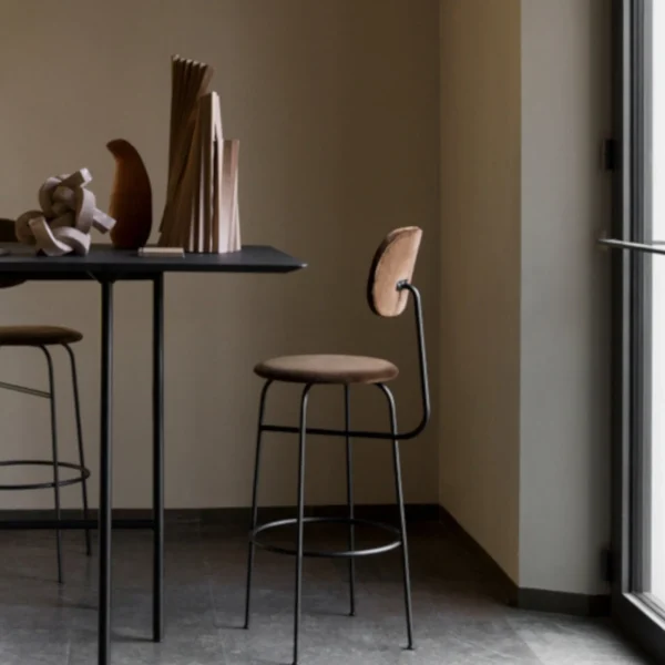 Fashion Audo Afteroom Counter Chair Plus,Black Sorensen Leather Seat , Wood back, Black Legs