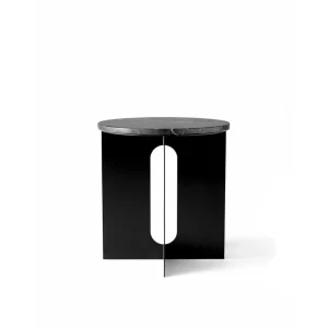 Hot Audo Androgyne Side Table, Steel Base in Black, Table Top in Black Marble