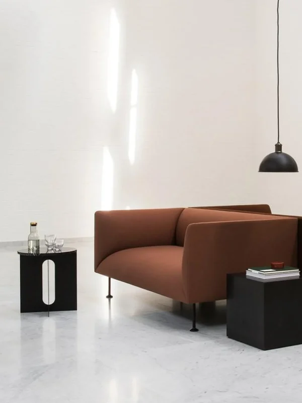 Hot Audo Androgyne Side Table, Steel Base in Black, Table Top in Black Marble