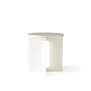 Outlet Audo Androgyne Side Table, Steel Base in Ivory, Table Top in Ivory Marble