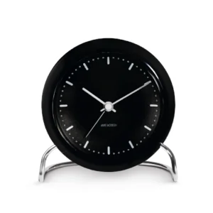 New Arne Jacobsen City Hall Table Alarm Clock, Black