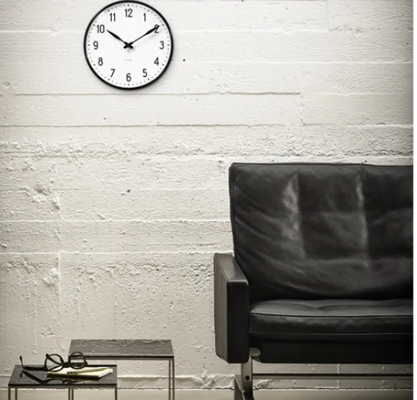 Clearance Arne Jacobsen Station Wall Clock, Black/White, 21 cm