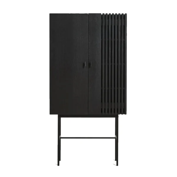 Online woud Array Highboard (80 cm), Black Painted Oak and Metal Legs