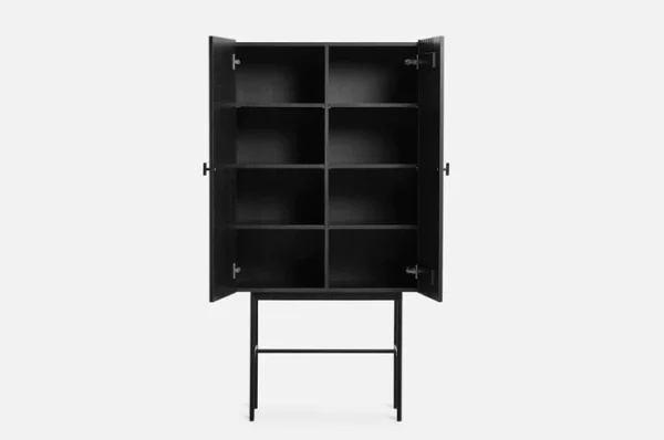 Online woud Array Highboard (80 cm), Black Painted Oak and Metal Legs