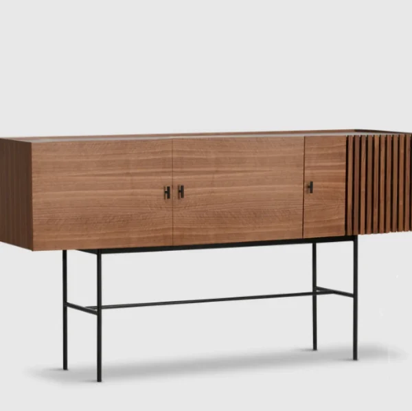 Discount woud Array Sideboard (180 cm), Walnut Veneer With Black Painted Metal Legs
