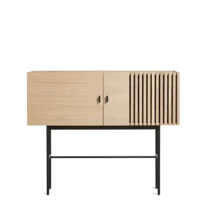 Outlet woud Array sideboard (120 cm), White Pigmented Lacquered Oak With Black Painted Metal Legs