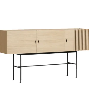 Shop woud Array Sideboard (180 cm), White Pigmented Lacquered Oak With Black Painted Metal Legs