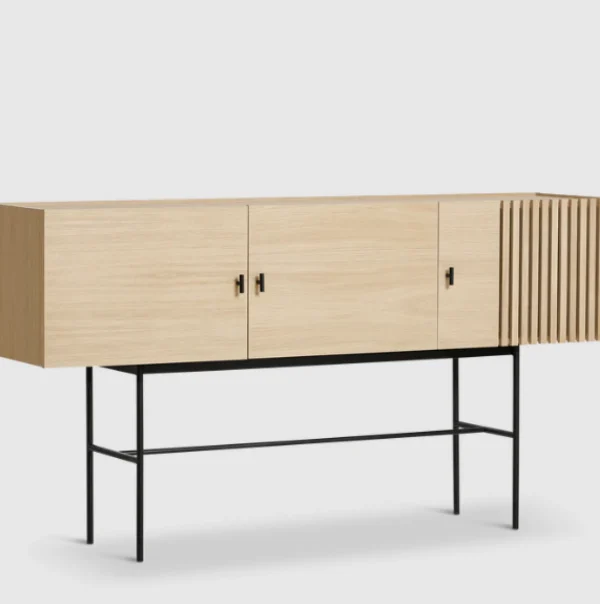 Shop woud Array Sideboard (180 cm), White Pigmented Lacquered Oak With Black Painted Metal Legs