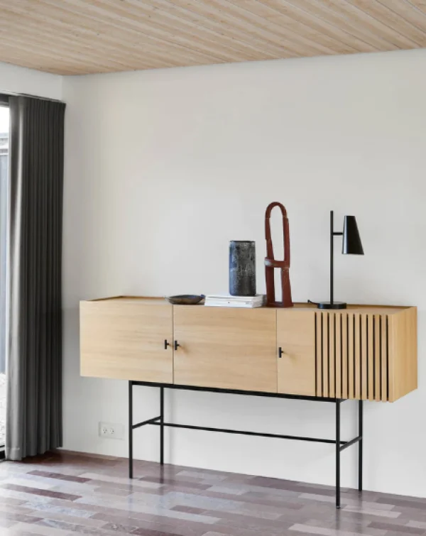 Shop woud Array Sideboard (180 cm), White Pigmented Lacquered Oak With Black Painted Metal Legs