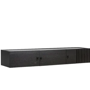 Flash Sale woud Array Wall-Mounted Sideboard (150 cm), Black Painted Oak with Black Metal Wall Mount