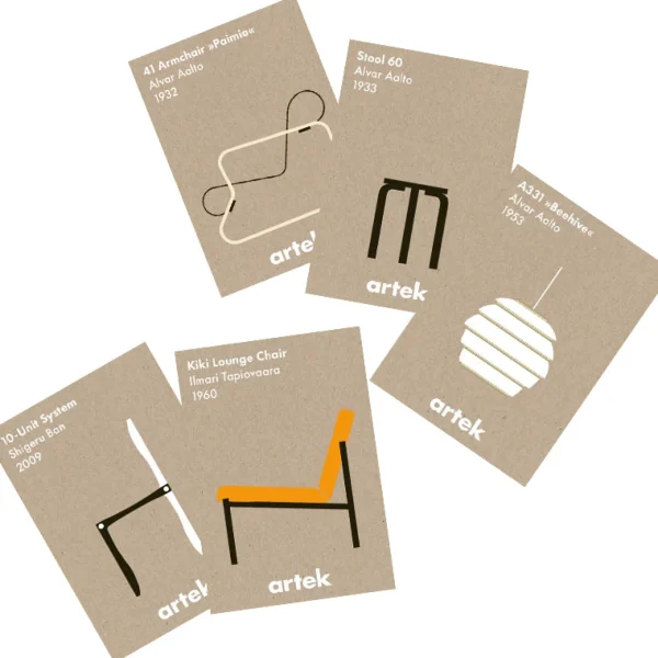 Store Artek Greige Cards Icon Cards, 5 pc Set