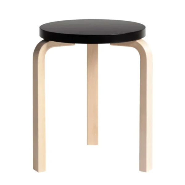 Discount artek Stool 60, Legs Natural Lacquered, Seat Black Lacquered
