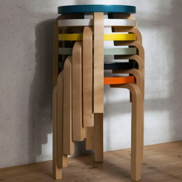 Discount artek Stool 60, Legs Natural Lacquered, Seat Black Lacquered