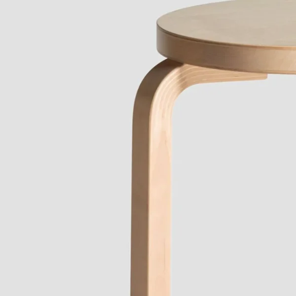 Discount artek Stool 60, Legs Natural Lacquered, Seat Black Lacquered