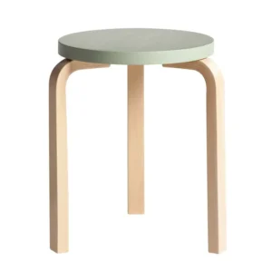 Best Sale artek Stool 60, Legs Natural Lacquered, Seat Green Lacquered