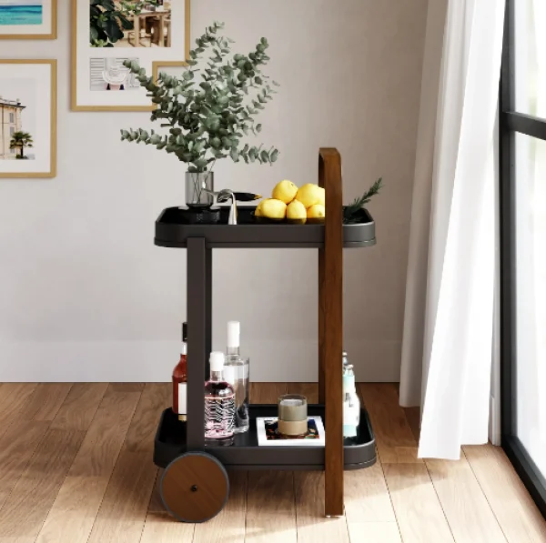 Best Sale Umbra Bellwood Bar Cart, Black/Walnut