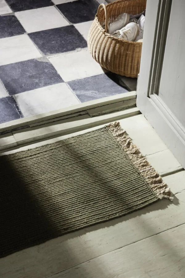 Store Ferm Living Block Mat, Olive/Natural