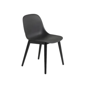 New Muuto Fiber Side Chair, Black with Black Wood Base