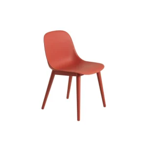 Hot Muuto Fiber Side Chair, Wood Base, Dusty Red/ Red wood legs