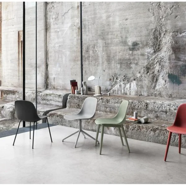 Hot Muuto Fiber Side Chair, Wood Base, Dusty Red/ Red wood legs