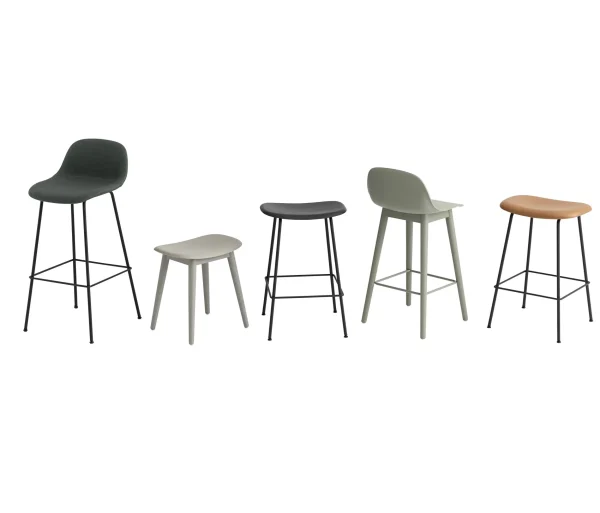 Hot Muuto Fiber Stool 65 cm, With Backrest, Light Oak Wood Base/ Ochre plastic seat