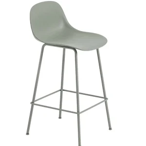 Cheap Muuto Fiber Stool with Backrest, Tube Base, 65cm, Dusty Green