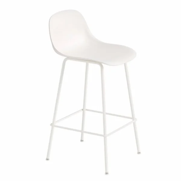 Shop Muuto Fiber Stool with Backrest, tube base, 65cm, Natural White/White