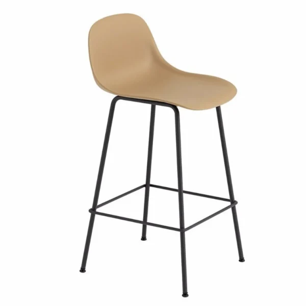 Flash Sale Muuto Fiber Stool with Backrest, tube base, 65cm, Ochre/Black