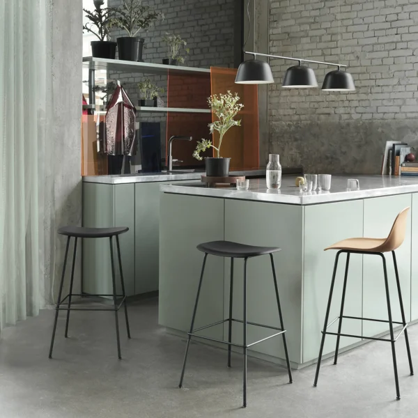 Flash Sale Muuto Fiber Stool with Backrest, tube base, 65cm, Ochre/Black