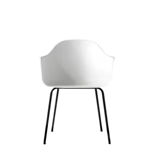 Outlet Audo Harbour Arm Chair, Light Grey Plastic Shell, Black Metal legs