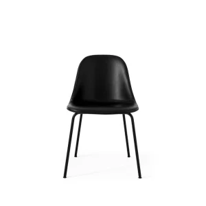 New Audo Harbour Side Chair, Dakar, Black Leather 0842, Black Metal Legs