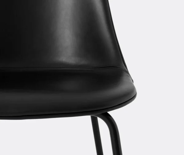 New Audo Harbour Side Chair, Dakar, Black Leather 0842, Black Metal Legs