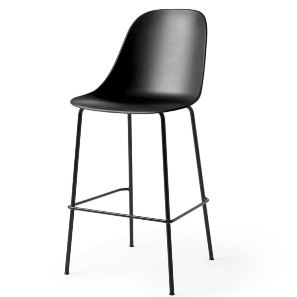 Discount Audo Harbour Stool, Counter Height in Black Steel, Seat of Polypropylene in Black