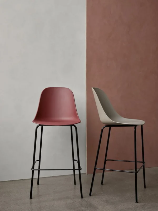 Discount Audo Harbour Stool, Counter Height in Black Steel, Seat of Polypropylene in Black