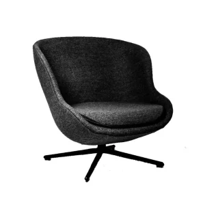 Clearance Normann-Copenhagen Hyg Lounge Chair Low Swivel & Tilt, Black Alu base. Seat: Medium Grey Synergy