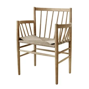 Best FDB Moebler J81 Dining Arm Chair, Oak / Natural Seat