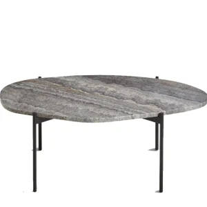 Hot woud La Terra Occasional Table (Large), Grey Melange Travertine Top with Black Painted Metal Legs