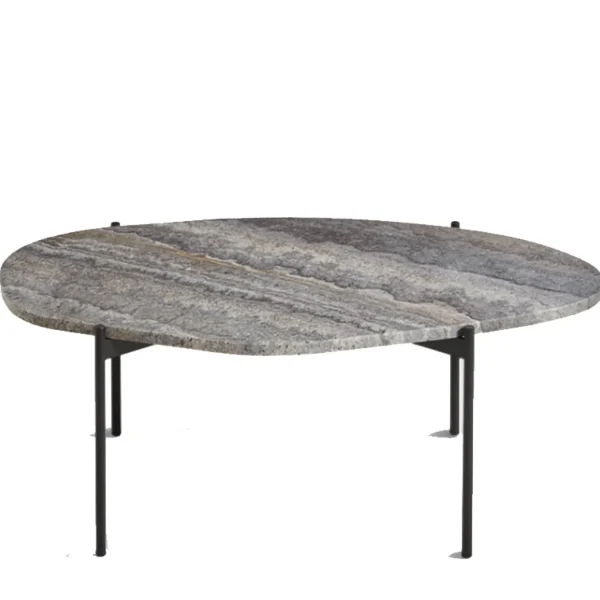 Hot woud La Terra Occasional Table (Large), Grey Melange Travertine Top with Black Painted Metal Legs