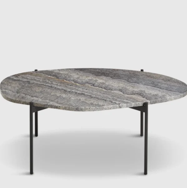 Hot woud La Terra Occasional Table (Large), Grey Melange Travertine Top with Black Painted Metal Legs