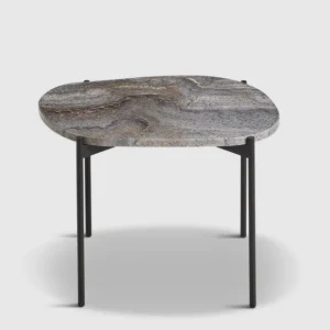 Cheap woud La Terra Occasional Table (Medium), Grey Melange Travertine Top With Black Painted Metal Legs