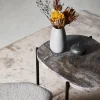 Cheap woud La Terra Occasional Table (Medium), Grey Melange Travertine Top With Black Painted Metal Legs
