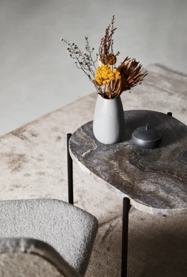 Cheap woud La Terra Occasional Table (Medium), Grey Melange Travertine Top With Black Painted Metal Legs