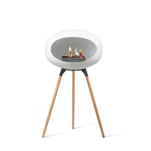 Fashion le feu Ground High, White Bowl, Soaptreated Oak Legs 75 cm