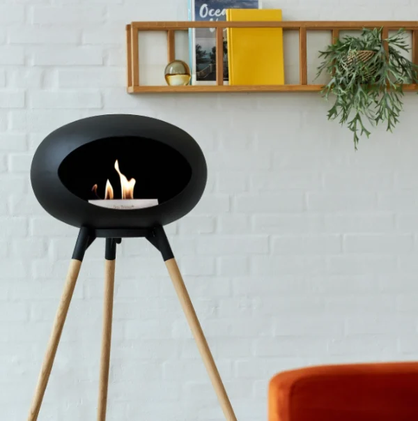 Fashion le feu Ground High, White Bowl, Soaptreated Oak Legs 75 cm