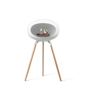 Discount le feu Ground High, White Bowl, Soaptreated Oak Legs/Polished Steel Base 75 cm