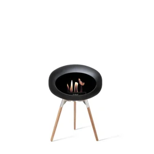 Discount le feu Ground Low, Black Bowl, Soaptreated Oak Legs/Polished Steel Base 45 cm