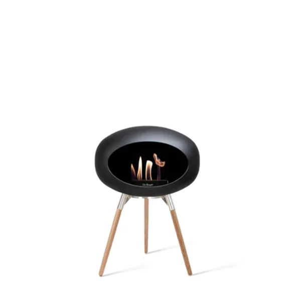 Discount le feu Ground Low, Black Bowl, Soaptreated Oak Legs/Polished Steel Base 45 cm